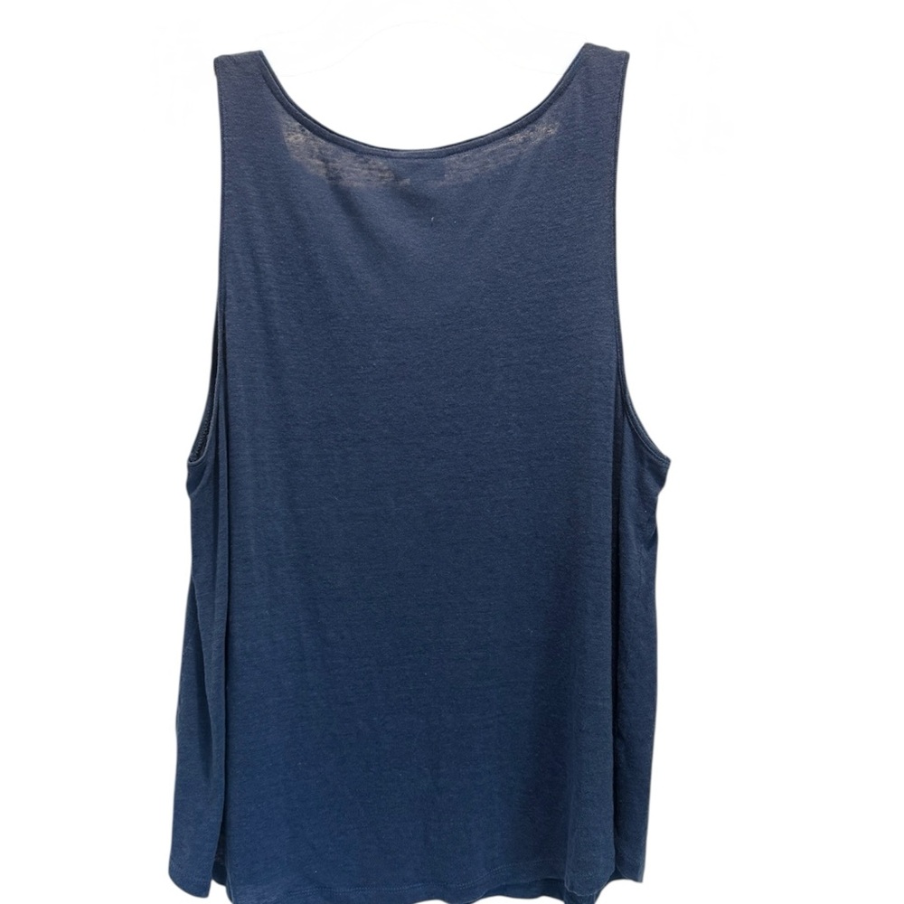 J. Jill Women's Linen Blue Sleeveless Top - Picture 3 of 5